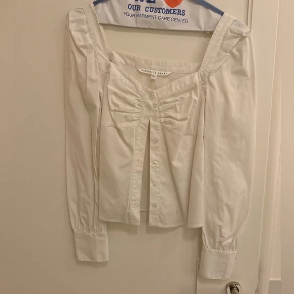 Veronica Beard Frankie Top Puff Shoulders button down - Picture 4 of 4